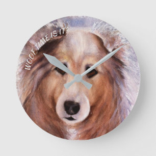 GORGEOUS COLLIE ROUND CLOCK