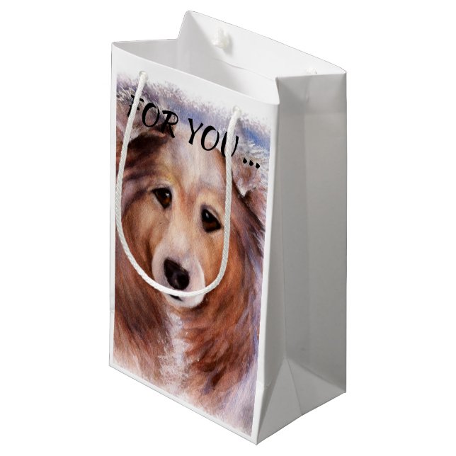 GORGEOUS COLLIE SMALL GIFT BAG (Front Angled)