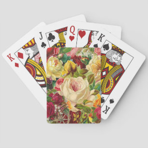 Gorgeous Colorful Victorian Flowers Collage Playing Cards