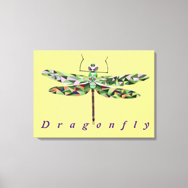Gorgeous Colourful Dragonfly Wrapped Canvas (Front)