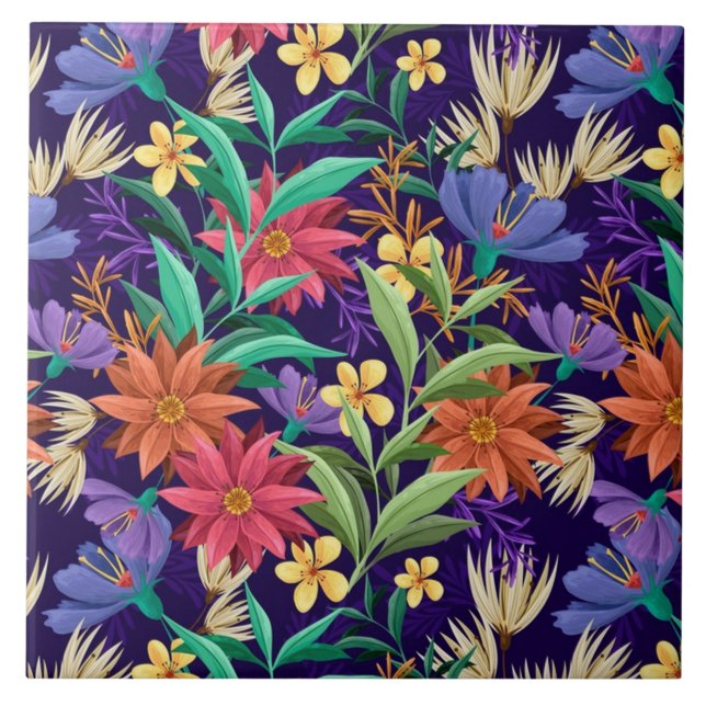 Gorgeous Colourful Floral Tile (Front)