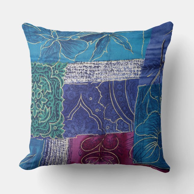 Gorgeous Colourful Textile 20"x 20" Throw Pillow (Front)