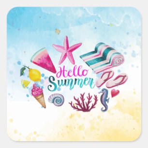 Gorgeous Cool Hello Summer  Square Sticker