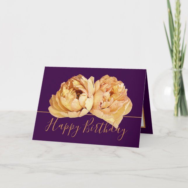 Gorgeous Cream Peony Chic Floral Bouquet Birthday Card (Front)