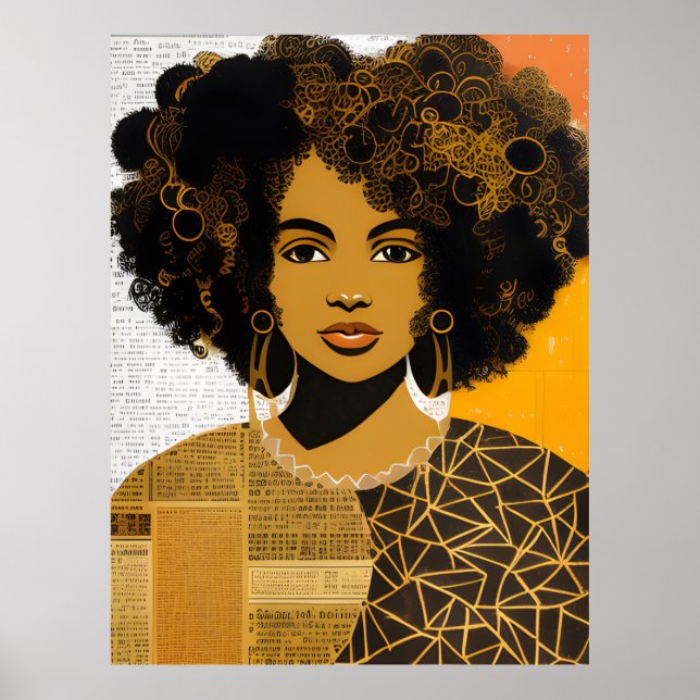 Gorgeous Curly Hair African American Woman Collage Poster (Front)