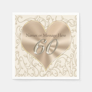 Gorgeous Custom 60th Aniversary Napkins, Birthday Napkin