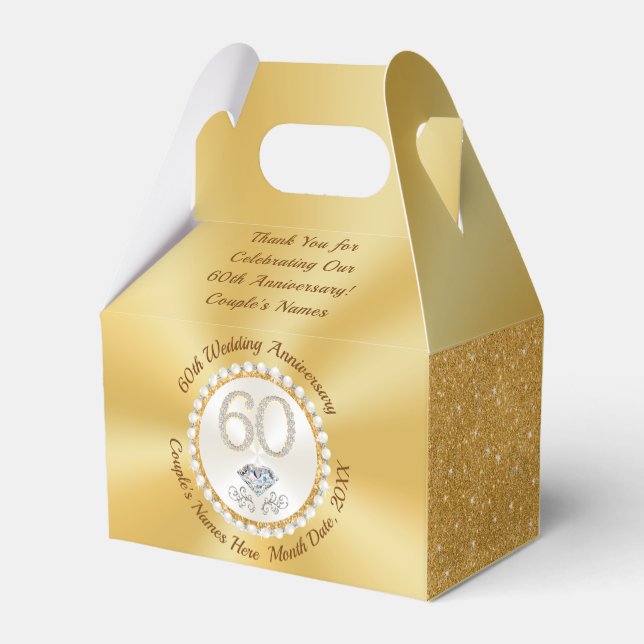 Gorgeous Custom, 60th Anniversary Party Favours,  Favour Box (Back Side)