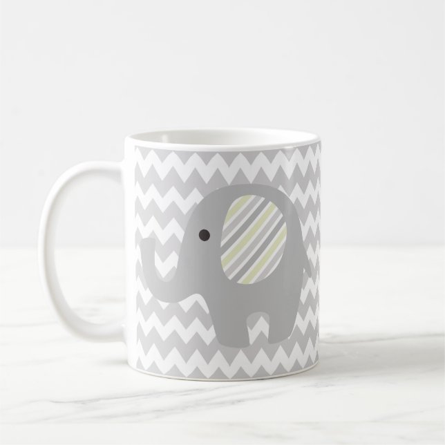 Gorgeous Custom Baby Shower Neutral Elephant Coffee Mug (Left)