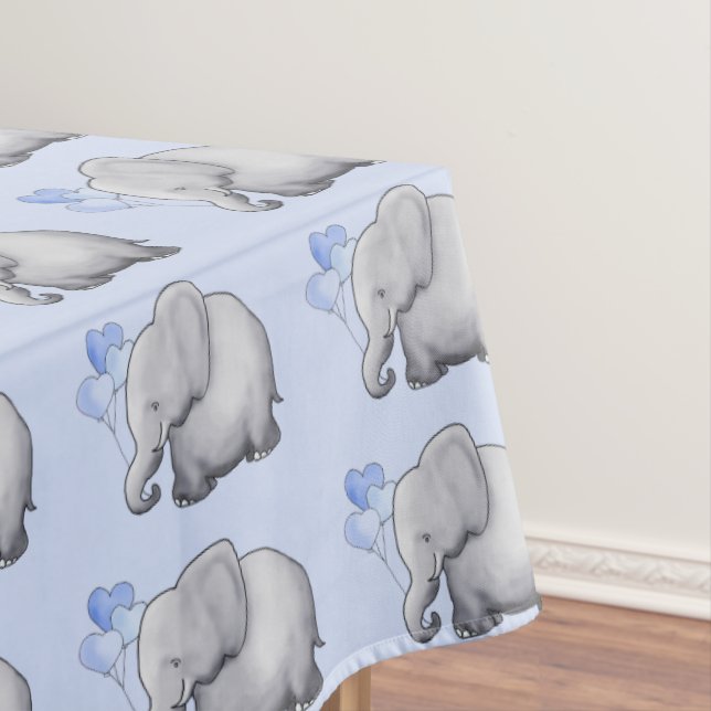 Gorgeous Cute Blue Elephants Baby Boy Nursery Tablecloth (In Situ)