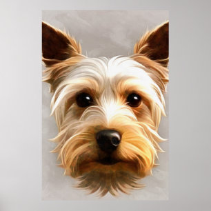 Gorgeous Cute Yorkshire Terrier Puppy Floating  Poster