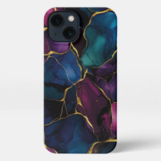gorgeous dark purple alcohol art girly gold iPhone 13 case