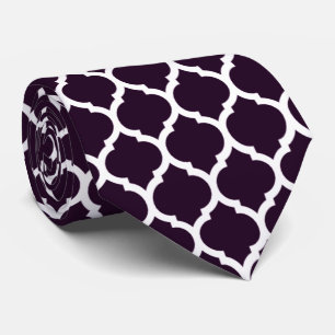 Gorgeous Deep Purple Moroccan Quatrefoil Pattern Tie