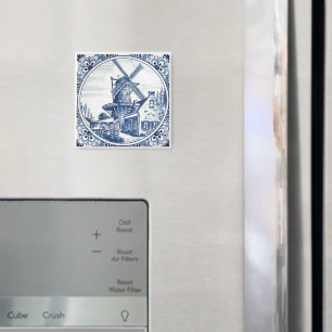 Gorgeous Delft Blue Windmill Farmhouse Painting Magnet