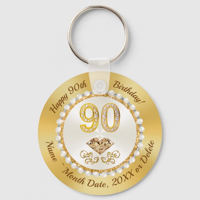 Gorgeous Diamond, 90th Birthday Party Favours, 90t Key Ring (Front)