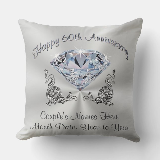 Gorgeous Diamond Anniversary Pillow, PERSONALIZED Cushion (Front)
