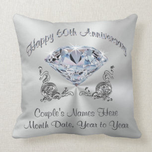 Gorgeous Diamond Anniversary Pillow, PERSONALIZED Cushion