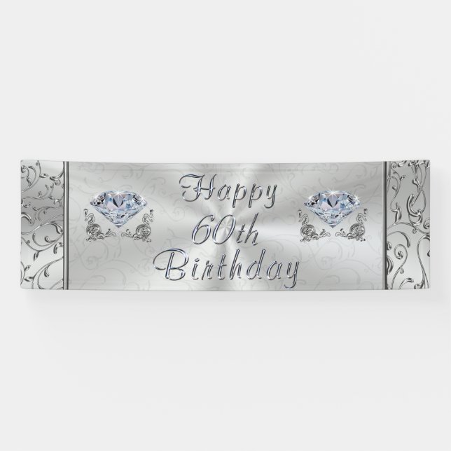 Gorgeous Diamond Happy 60th Birthday Banner (Horizontal)