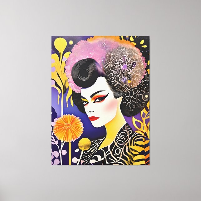 Gorgeous Drag Queen Purple Orange Canvas Print (Front)