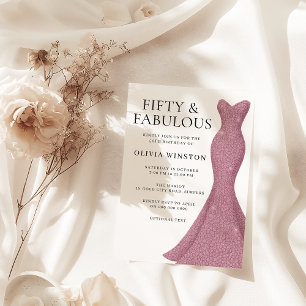 Gorgeous Dress Fifty & Fabulous 50th Birthday Invitation