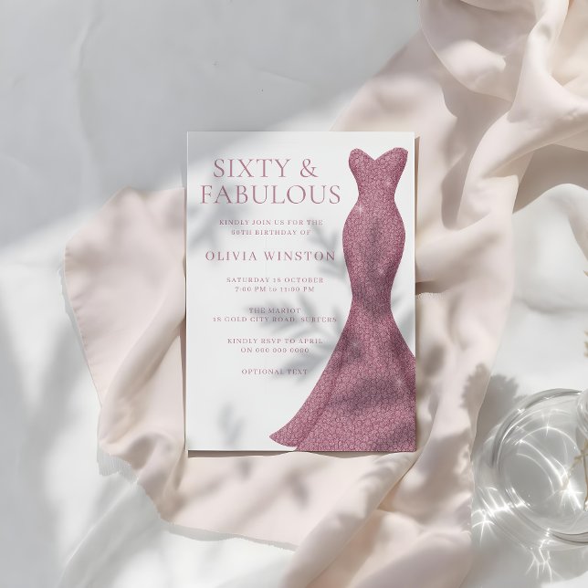 Gorgeous Dress Sixty & Fabulous 60th Birthday Invitation (Creator Uploaded)