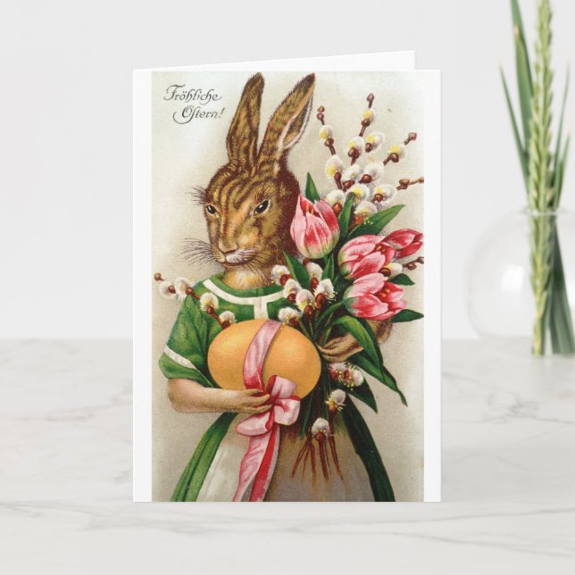 Gorgeous Dressed Lady Easter Bunny Willows Holiday Card (Front)