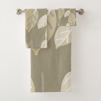 Gorgeous Earth Tone Taupe Leaves Bath Towel Set