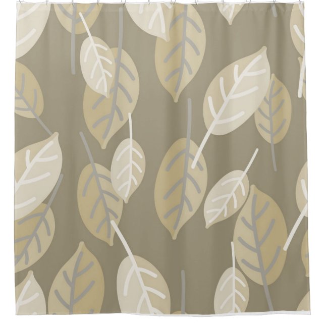 Gorgeous Earth Tone Taupe Leaves Shower Curtain (Front)