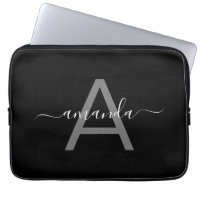 Gorgeous Elegant Add Your Name & Monogrammed Black