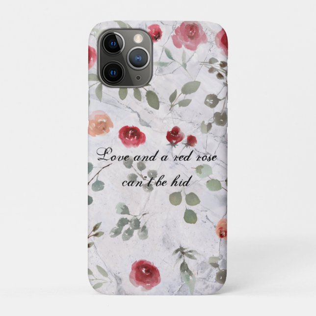 Gorgeous Elegant Marble Red Rose Case-Mate iPhone Case (Back)