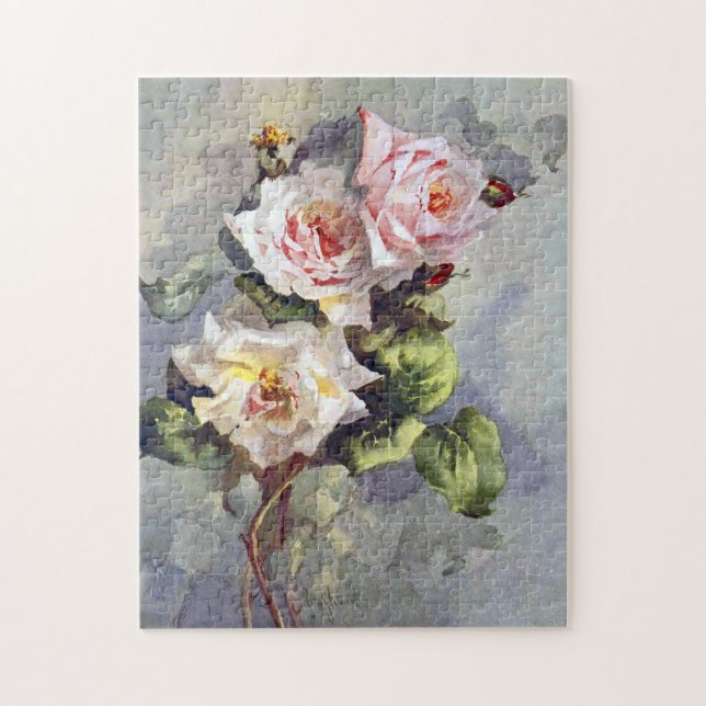 Gorgeous Elegant Pink Roses Watercolor Painting Jigsaw Puzzle (Vertical)