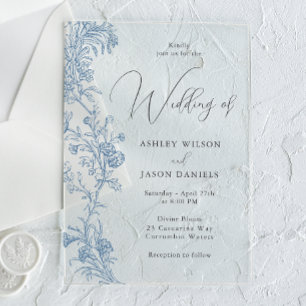 Gorgeous Elegant Vintage Floral Wedding Acrylic Invitations