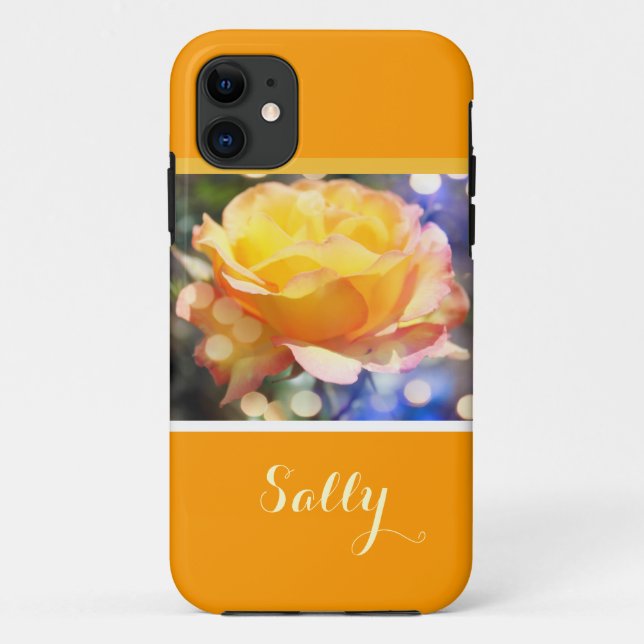 Gorgeous, elegant yellow rose flower, with name Case-Mate iPhone case (Back)