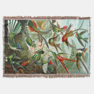 Gorgeous Ernst Haeckel Hummingbirds Throw Blanket