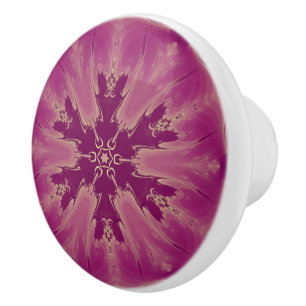 Gorgeous Exotic Flower Purple Shades Ceramic Knob