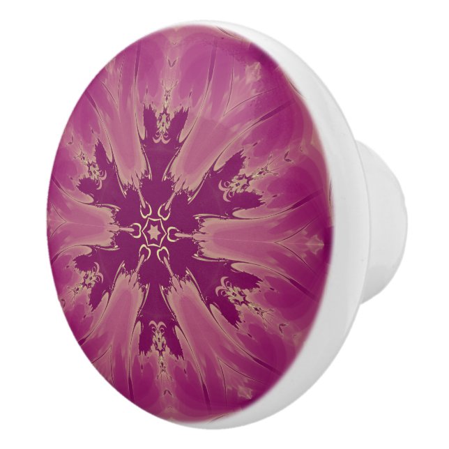 Gorgeous Exotic Flower Purple Shades Ceramic Knob (Right)