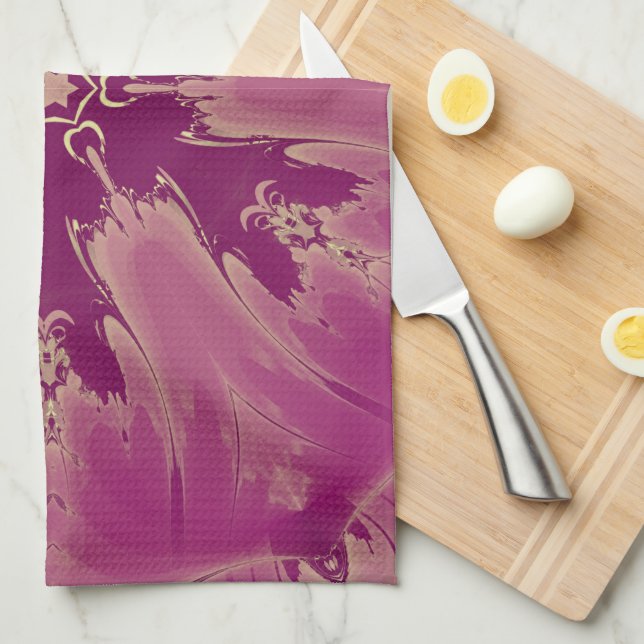 Gorgeous Exotic Flower Purple Shades Tea Towel (Quarter Fold)