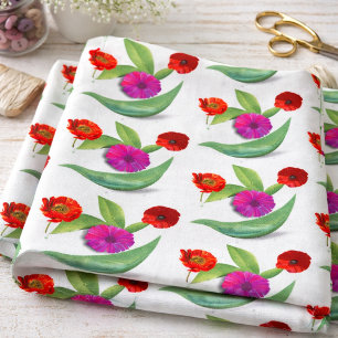 Gorgeous Exquisite Ruby Red Poppy Flower Fabric