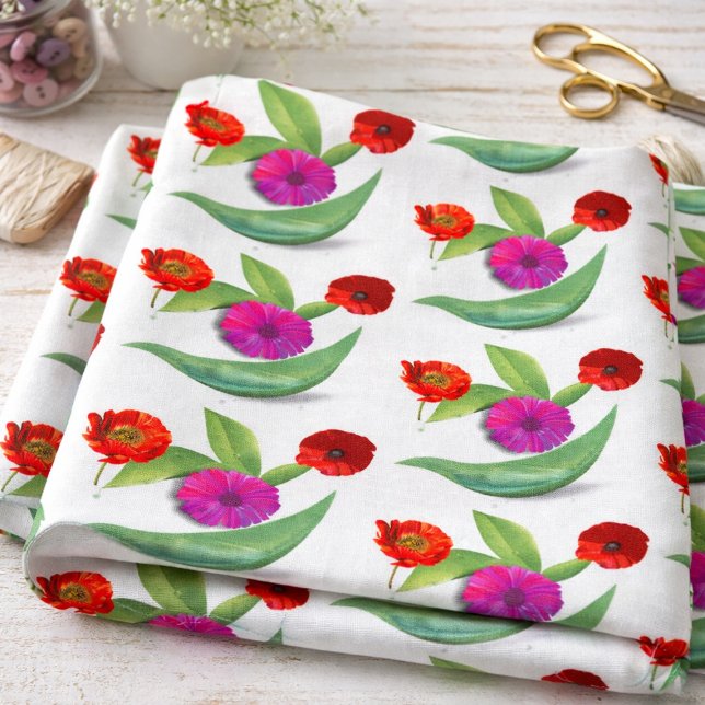 Gorgeous Exquisite Ruby Red  Poppy Flower Fabric (Creator Uploaded)