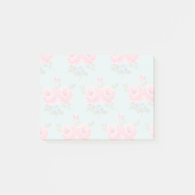 Gorgeous faded pink roses post-it notes (Front)
