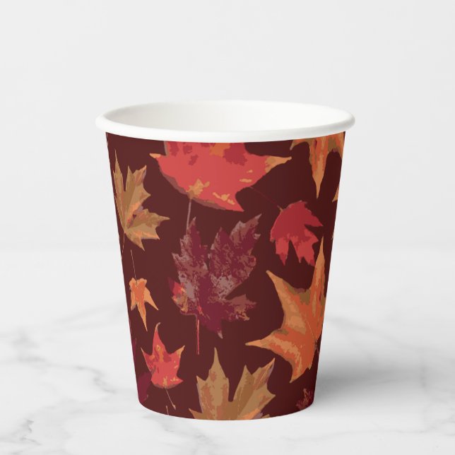 Gorgeous Fall Autumn Leaves Party Decor Paper Cups (Front)