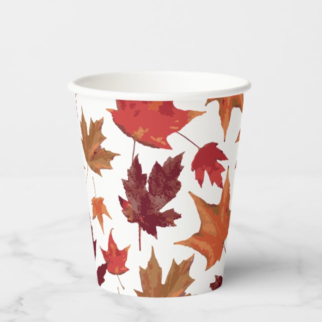 Gorgeous Fall Autumn Leaves Party Decor Paper Cups (Front)
