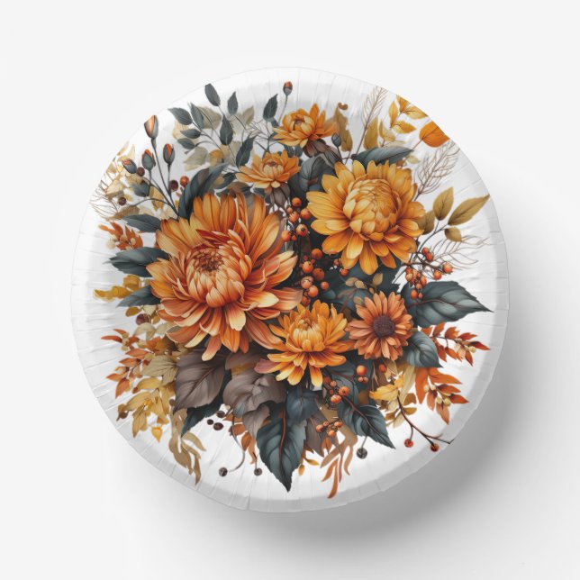 Gorgeous Fall Floral  Paper Plate (Front)
