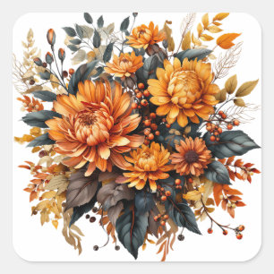 Gorgeous Fall Floral Square Sticker