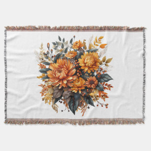 Gorgeous Fall Floral Throw Blanket