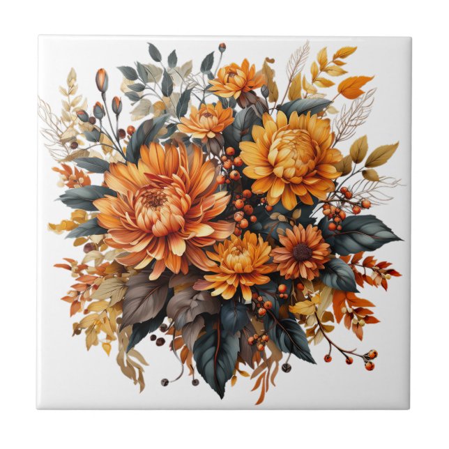 Gorgeous Fall Floral  Tile (Front)