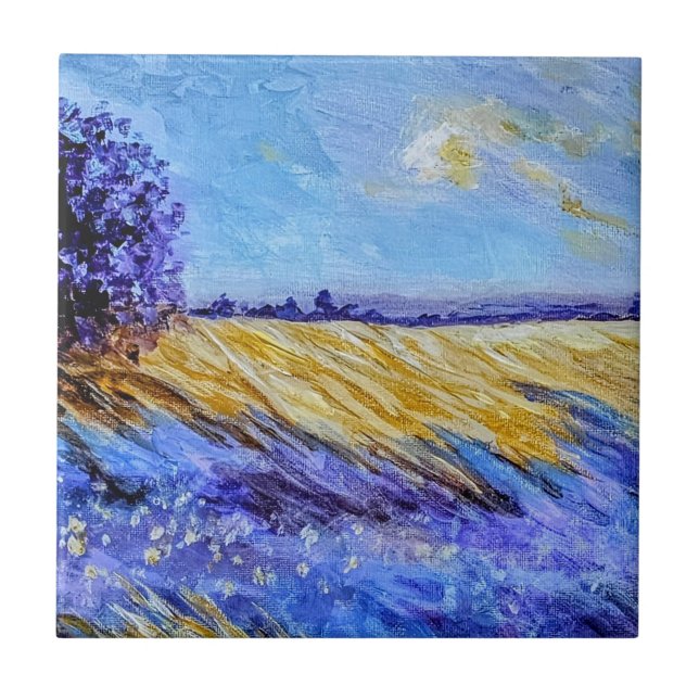 Gorgeous fine art landscape gold and purples tile (Front)