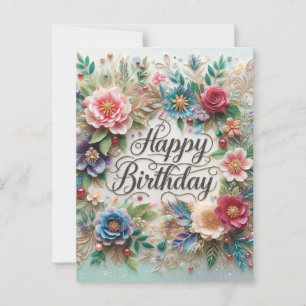 Gorgeous Floral Birthday postcard