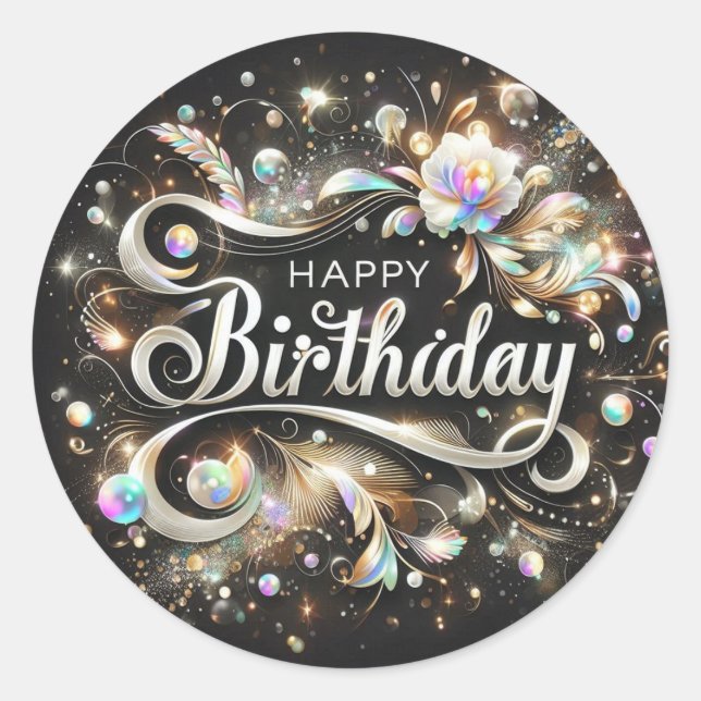 Gorgeous Floral Birthday sticker (Front)