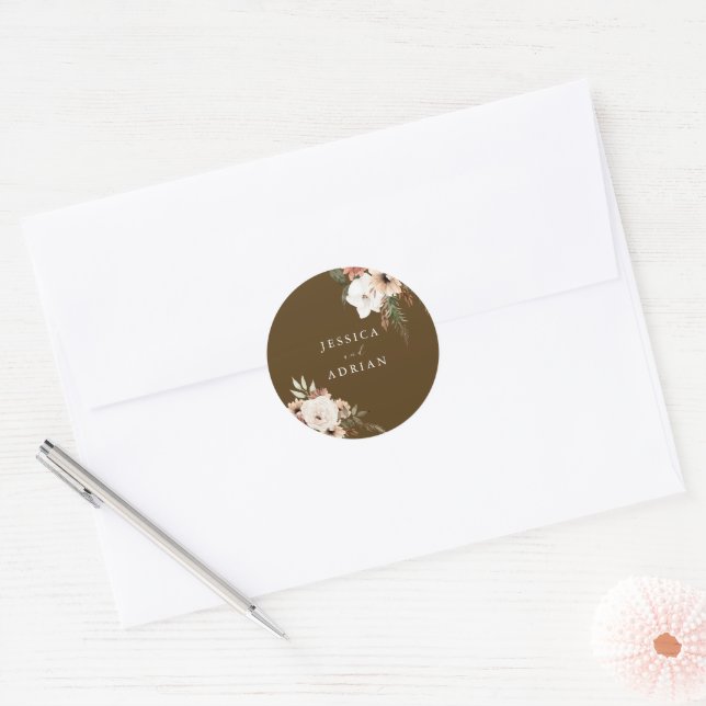 Gorgeous Floral Boho Wedding Classic Round Sticker (Envelope)
