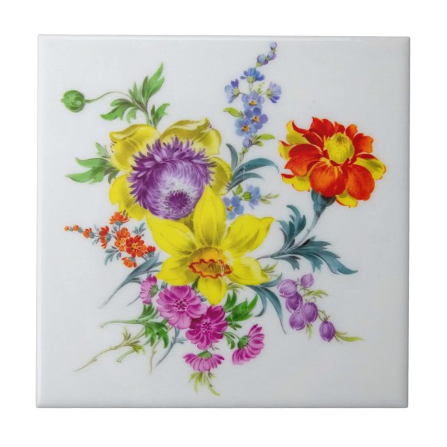 Gorgeous Floral Bouquet Backsplash Ceramic Tile (Front)